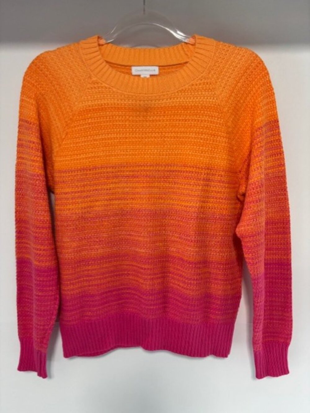 Charter Club Petite Medium Ombre Knit Sweater Orange Pink Gradient Pullover
